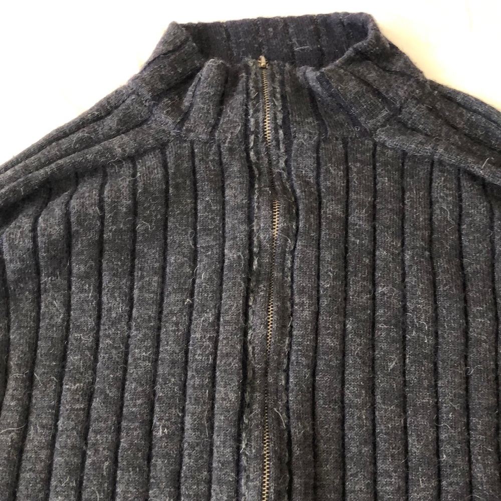 Ribbed Full Zip Mock Neck Bolivian Wool Sweater🦙